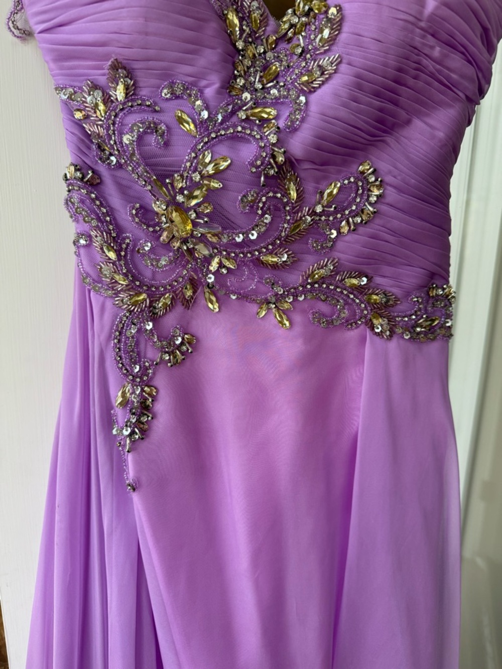 PROM Alyce Paris Lavender Strapless Beaded Evening Gown worn ONCE! Dry cleaned. - Picture 3 of 7